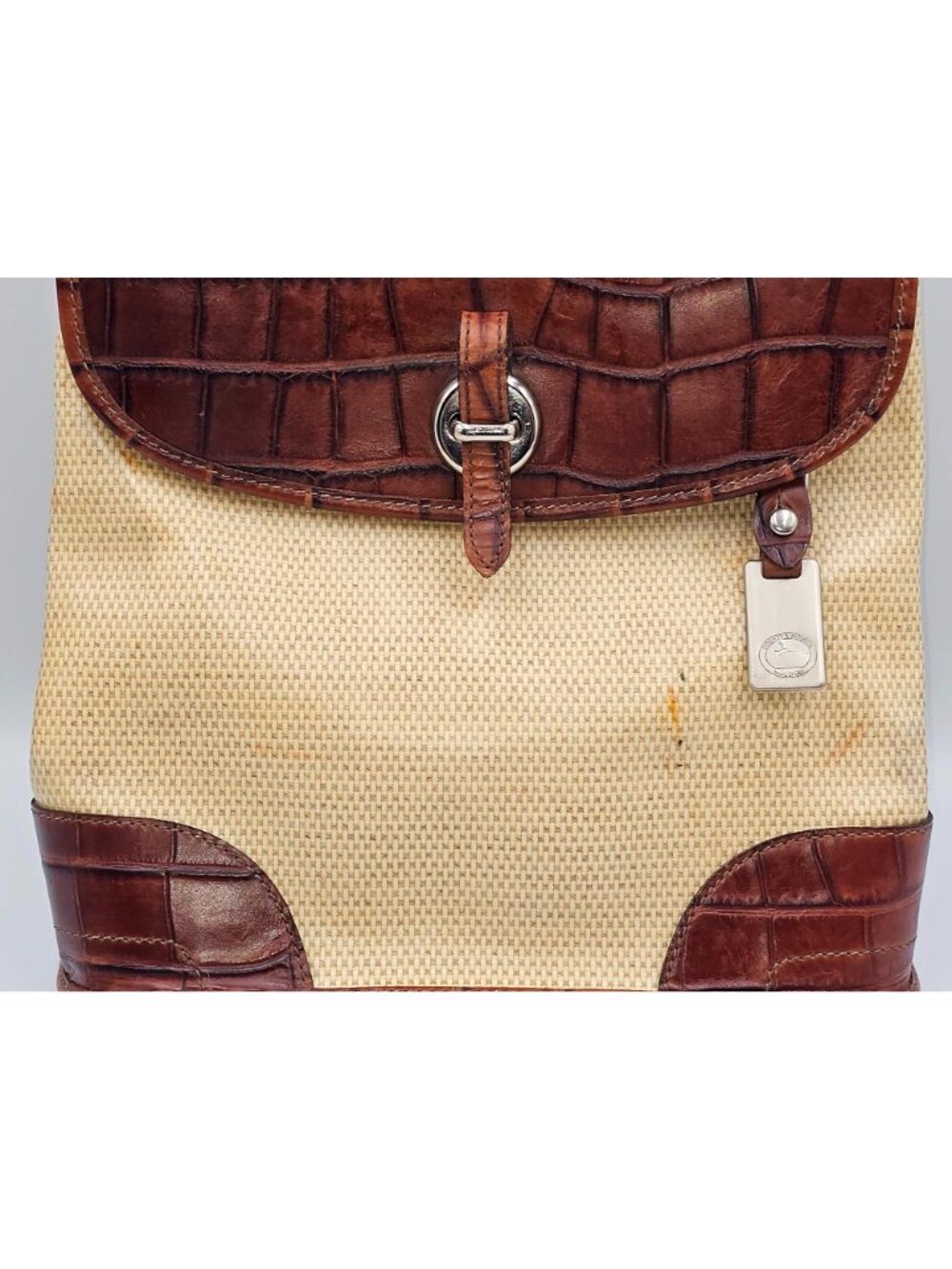 Vintage Dooney & Bourke Women's Brown Croc Embossed Leather Backpack Sz M 2560 - Picture 3 of 16